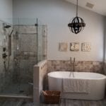 Bathroom with glass shower door