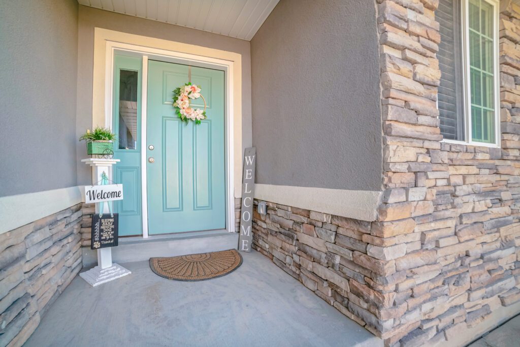 Green painted front door
